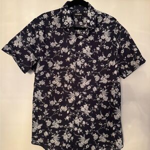 Express Black and White Casual Button Down Shirt